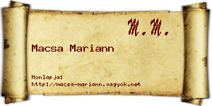 Macsa Mariann névjegykártya